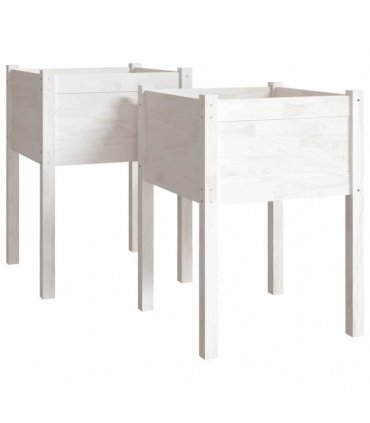 vidaXL Garden Planters 2 pcs White 50x50x70 cm Solid Pinewood