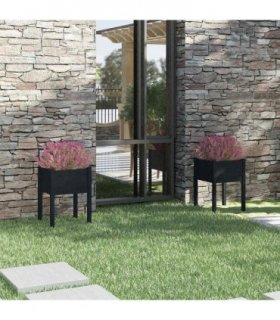 vidaXL Garden Planters 2 pcs Black 50x50x70 cm Solid Pinewood