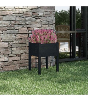 vidaXL Garden Planter Black 50x50x70 cm Solid Pinewood