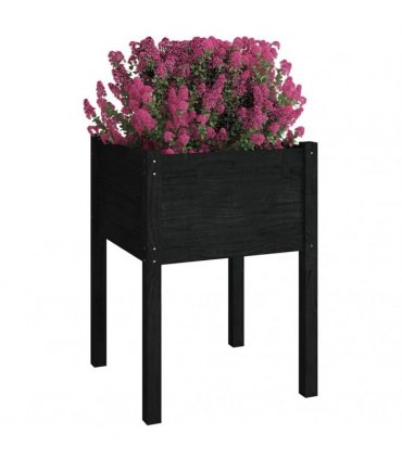 vidaXL Garden Planter Black 50x50x70 cm Solid Pinewood