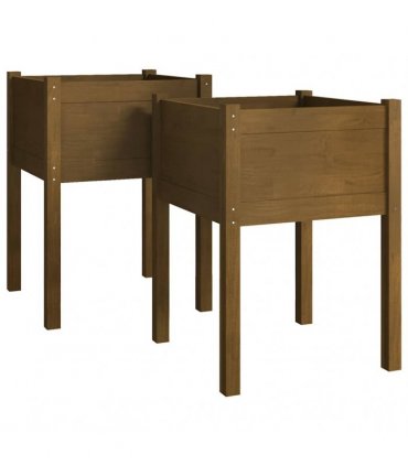 vidaXL Garden Planters 2 pcs Honey Brown 50x50x70 cm Solid Pinewood