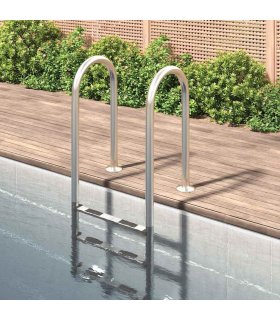 vidaXL Pool Ladder 54x38x158 cm 304 Stainless Steel — Size: 54 x 38 x 158 cm, Model: for flat surface