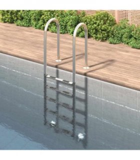 vidaXL Pool Ladder 54x38x211 cm 304 Stainless Steel — Size: 54 x 38 x 211 cm, Model: for flat surface