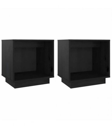vidaXL Bedside Cabinets 2 pcs Black 40x30x40 cm Solid Wood Pine