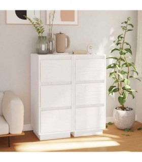 vidaXL Sideboards 2 pcs White 32x34x75 cm Solid Wood Pine