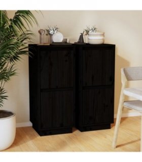 vidaXL Sideboard | Set of 2 | Black | Solid pine wood, MDF | Standard