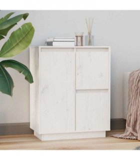 vidaXL Sideboard White 60x34x75 cm Solid Wood Pine — V0672028808