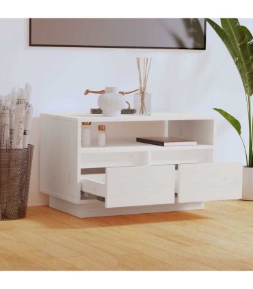 vidaXL TV Cabinet White 60x35x37 cm Solid Wood Pine