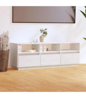 vidaXL TV Cabinet White 140x37x50 cm Solid Wood Pine