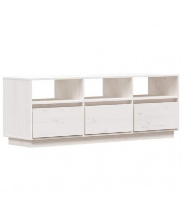 vidaXL TV Cabinet White 140x37x50 cm Solid Wood Pine