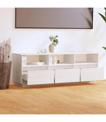 vidaXL TV Cabinet White 140x37x50 cm Solid Wood Pine