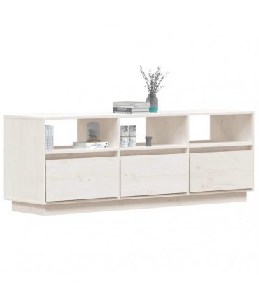 vidaXL TV Cabinet White 140x37x50 cm Solid Wood Pine
