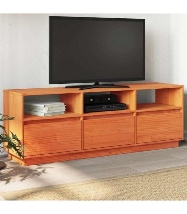 vidaXL TV Cabinet Wax Brown 140x37x50 cm Solid Wood Pine