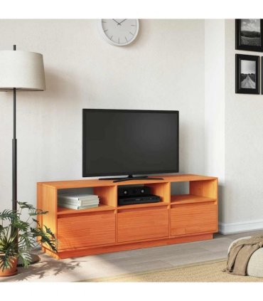 vidaXL TV Cabinet Wax Brown 140x37x50 cm Solid Wood Pine