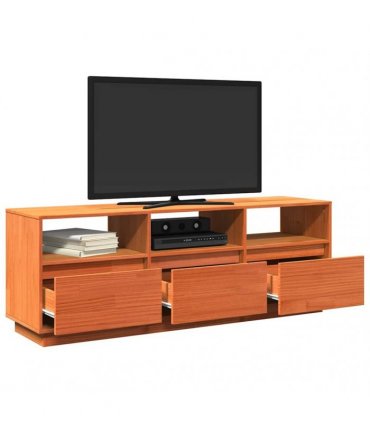 vidaXL TV Cabinet Wax Brown 140x37x50 cm Solid Wood Pine