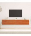 vidaXL Wall Cabinet with Shelf Wall-mounted Wax Brown Solid Pine Wood