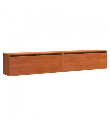 vidaXL Wall Cabinet with Shelf Wall-mounted Wax Brown Solid Pine Wood