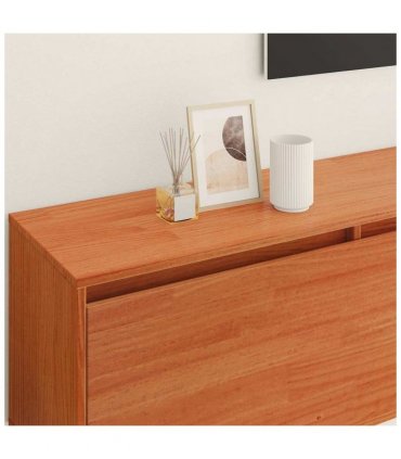 vidaXL Wall Cabinet with Shelf Wall-mounted Wax Brown Solid Pine Wood