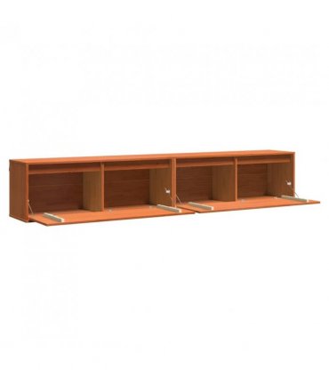 vidaXL Wall Cabinet with Shelf Wall-mounted Wax Brown Solid Pine Wood