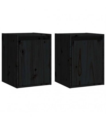 vidaXL Wall Cabinets 2 pcs Black 30x30x40 cm Solid Wood Pine