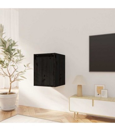vidaXL Wall Cabinets 2 pcs Black 30x30x40 cm Solid Wood Pine