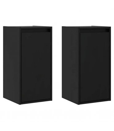 vidaXL Wall Cabinets 2 pcs Black 30x30x60 cm Solid Wood Pine