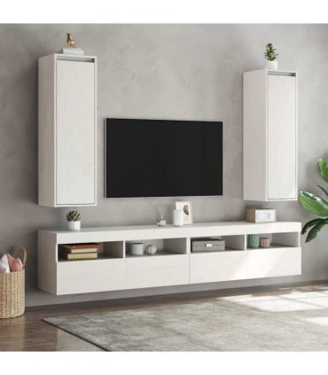 vidaXL Wall Cabinets 2 pcs White 30x30x100 cm Solid Pinewood
