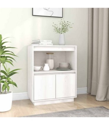 vidaXL Sideboard White 60x34x75 cm Solid Wood Pine — V0672028885