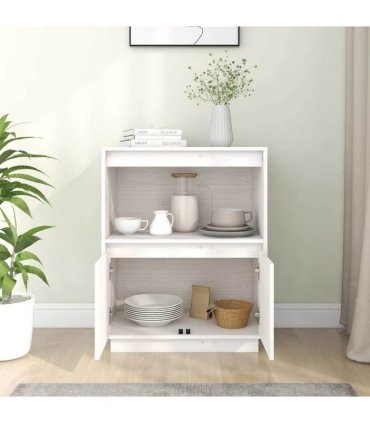 vidaXL Sideboard White 60x34x75 cm Solid Wood Pine — V0672028885