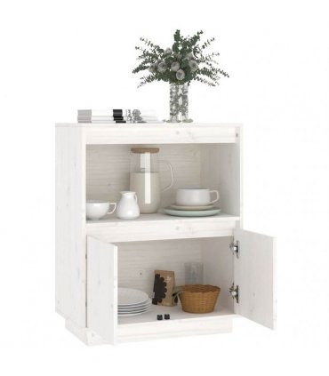 vidaXL Sideboard White 60x34x75 cm Solid Wood Pine — V0672028885