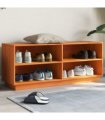 vidaXL Shoe Cabinet Wax Brown 110x34x45 cm Solid Wood Pine
