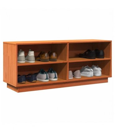 vidaXL Shoe Cabinet Wax Brown 110x34x45 cm Solid Wood Pine