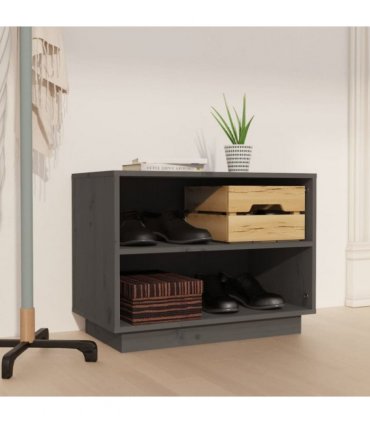 vidaXL Shoe Cabinet Grey 60x34x45 cm Solid Wood Pine