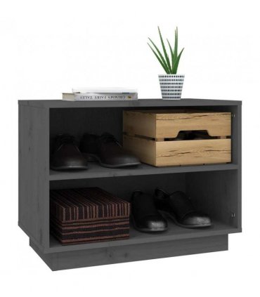 vidaXL Shoe Cabinet Grey 60x34x45 cm Solid Wood Pine