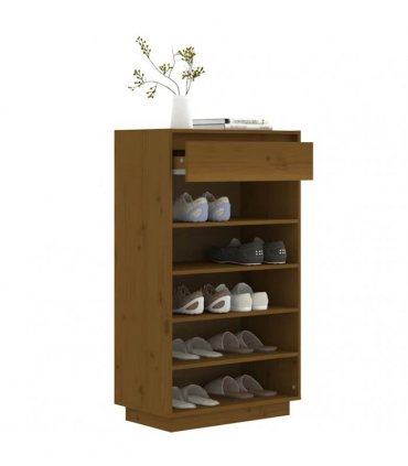 vidaXL Shoe Cabinet Honey Brown 60x34x105 cm Solid Wood Pine