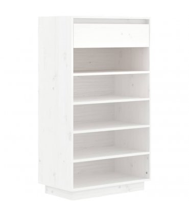 vidaXL Shoe Cabinet White 60x34x105 cm Solid Wood Pine