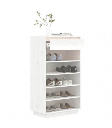 vidaXL Shoe Cabinet White 60x34x105 cm Solid Wood Pine