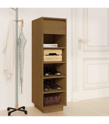vidaXL Shoe Cabinet Honey Brown 30x34x105 cm Solid Wood Pine