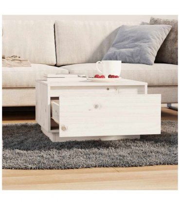 vidaXL Coffee Table White 55x56x32 cm Solid Wood Pine