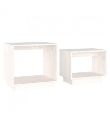vidaXL Nesting Coffee Tables 2 pcs White Solid Wood Pine