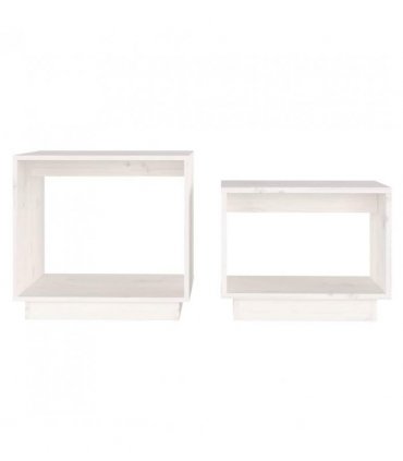 vidaXL Nesting Coffee Tables 2 pcs White Solid Wood Pine