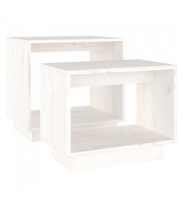 vidaXL Nesting Coffee Tables 2 pcs White Solid Wood Pine