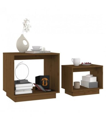 vidaXL Nesting Coffee Tables 2 pcs Honey Brown Solid Wood Pine