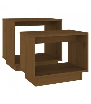 vidaXL Nesting Coffee Tables 2 pcs Honey Brown Solid Wood Pine