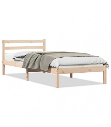 vidaXL Bed Frame Brown 225.5 x 105.5 x 69.5 cm Solid Pine Wood — Colour: Natural, Size: 100 x 220 cm