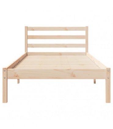 vidaXL Bed Frame Brown 225.5 x 105.5 x 69.5 cm Solid Pine Wood — Colour: Natural, Size: 100 x 220 cm