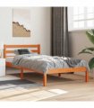 vidaXL Bed Frame without Mattress Wax Brown 90x190 cm Single Solid Wood Pine — Size: 90 x 190 cm