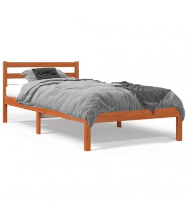 vidaXL Bed Frame without Mattress Wax Brown 90x190 cm Single Solid Wood Pine — Size: 90 x 190 cm