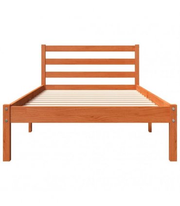 vidaXL Bed Frame without Mattress Wax Brown 90x190 cm Single Solid Wood Pine — Size: 90 x 190 cm