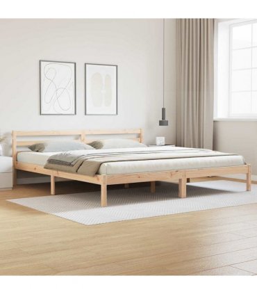 vidaXL Bed Frame Brown 225.5 x 185.5 x 69.5 cm Solid Pine Wood — Colour: Natural, Size: 180 x 220 cm